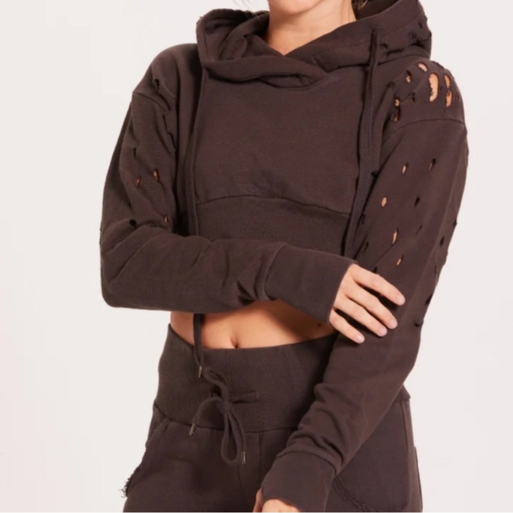 NWT Niyama Sol Distressed Espresso Hoodie